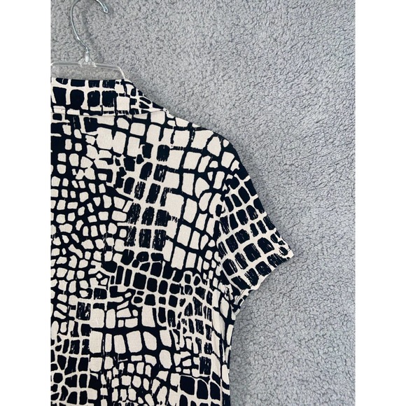 Chico's Travelers Dress Womens 1 Black Off White Button Up Short Sleeves Casual - Picture 4 of 13